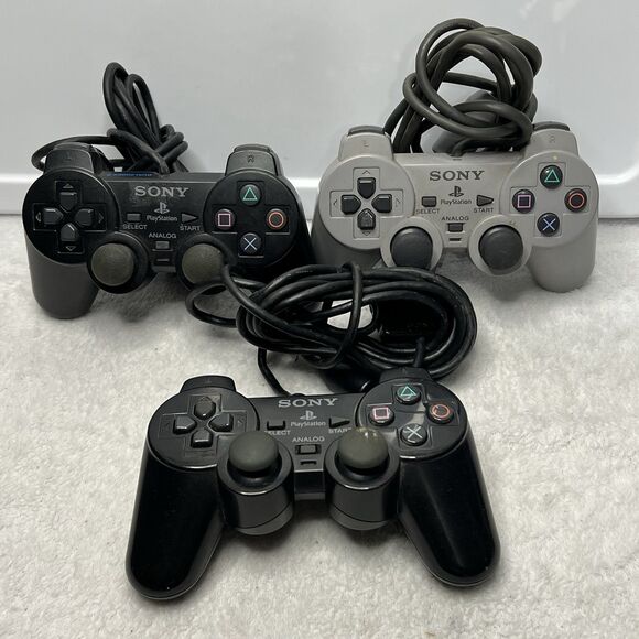 Lot Of 3 Sony PlayStation 2 Dual Shock Analog Controller For Repair/Not Working - Picture 1 of 7